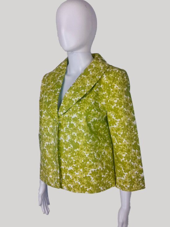H&M Vintage Green/White Floral Blazer Women's Suit Jacket - Picture 4 of 8